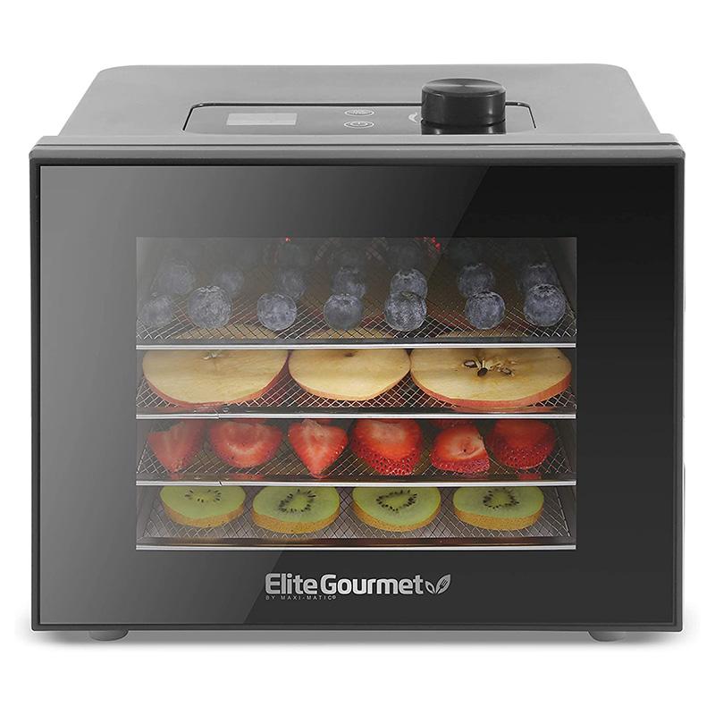 食品乾燥機 ディハイドレーター ステンレス 4段トレー タイマー 24時間 ブラック Elite Gourmet EFD308 Digital, 4 Stainless Steel Trays, Timer Function Food Dehydrator, Adjustable Temperature Controls, Jerky Herbs Fruit Veggies Snacks, Black 家電