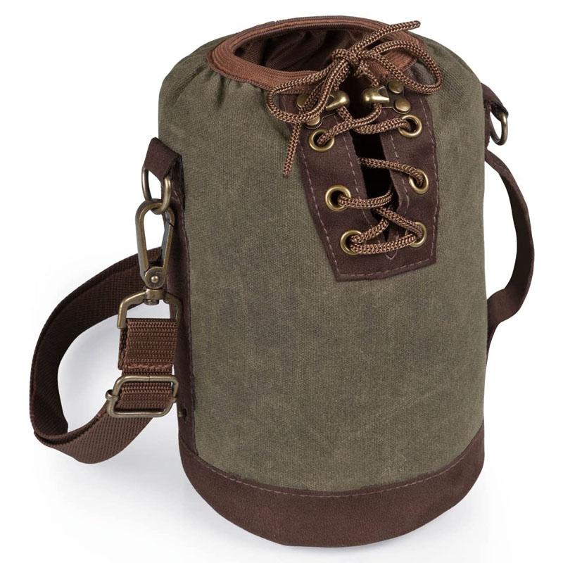 OE[p LoXg[g Legacy-A Picnic Time Brand Canvas Lace up Growler Tote, Khaki Green