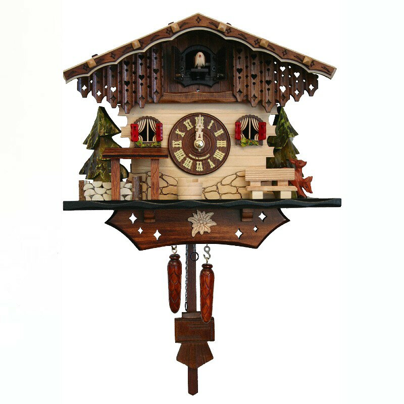 からくり時計 ドイツ製 鳩時計 カッコウ時計 森 鹿 木製 電池式 Alexander Taron 402QM - Engstler Battery-operated Cuckoo Clock - Full Size