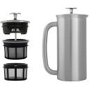 エスプロ コーヒー フレンチプレス ステンレス 保温 ダブルウォール 532ml ESPRO P7 Double Walled Stainless Steel Insulated Coffee French Press (Polished Stainless Steel, 18 Ounce)