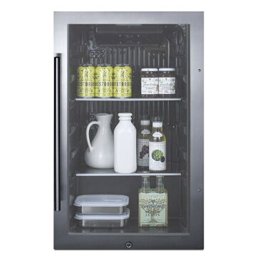 冷蔵庫 88L アンダーカウンター ビルトイン 屋外可 ステンレス 幅48cm ガラスドア 鍵付 サミット Summit 19 Inch Built-In Indoor/Outdoor Beverage Center with Glass Door 3.13 Cu. Ft. SPR488BOS/SPR488BOSCSS 家電 【代引不可】
