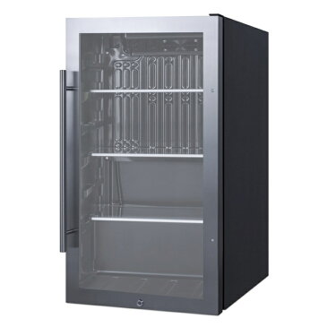 冷蔵庫 88L アンダーカウンター ビルトイン 屋外可 ステンレス 幅48cm ガラスドア 鍵付 サミット Summit 19 Inch Built-In Indoor/Outdoor Beverage Center with Glass Door 3.13 Cu. Ft. SPR488BOS/SPR488BOSCSS 家電 【代引不可】