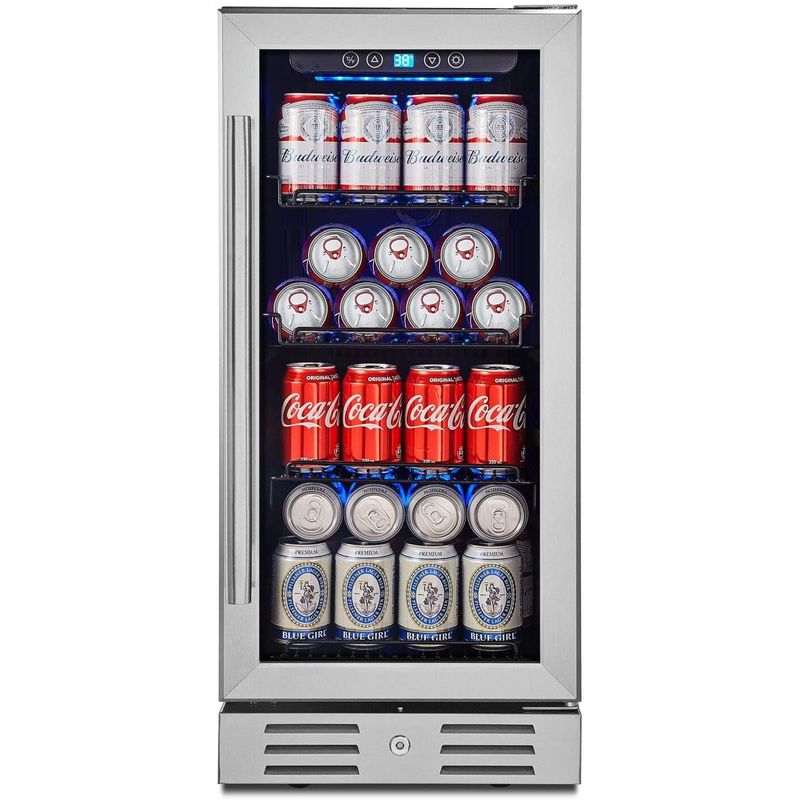 冷蔵庫 96缶 ビルトイン可 ガラスドア 鍵付 Kalamera 15” Beverage Cooler and Refrigerator Under Counter Built-in or Freestanding - 96 Cans Capacity Mini Fridge 家電