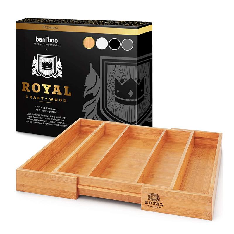引き出し 仕切り トレー トレイ スライド拡張 サイズ変更 バンブー 竹 ドロワーオーガナイザー カトラ..