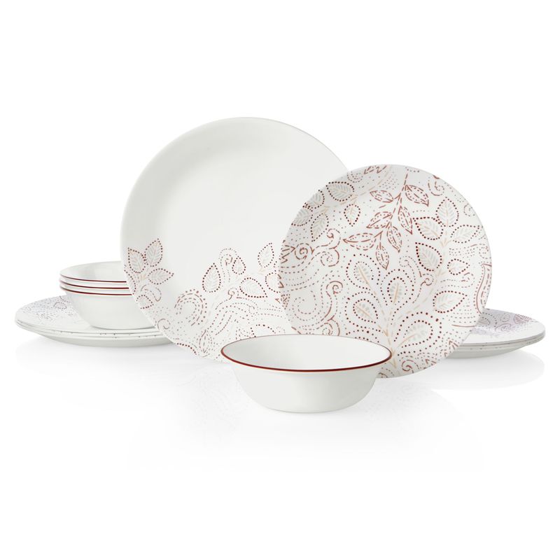 R[ H fBi[EFA 4g 12_Zbg [tXeb` AJ Corelle Leaf Stitch 12-piece Dinnerware Set, Service for 4