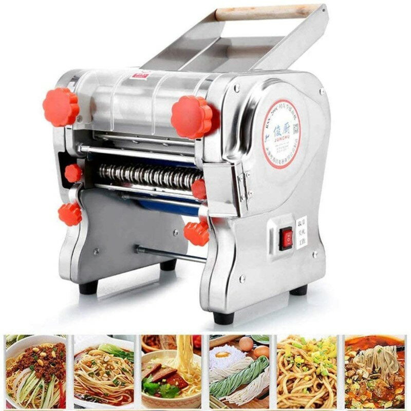 dpX^[J[ XeX 2mm/6mm Jb^[t ELEOPTION 110V Stainless Steel Electric Noodle Making Pasta Maker, Commercial Dough Roller Noodle Cutting Machine (Noodle Width 24CM, Knife Length 24CM, Cutter 2mm/6mm) Ɠd