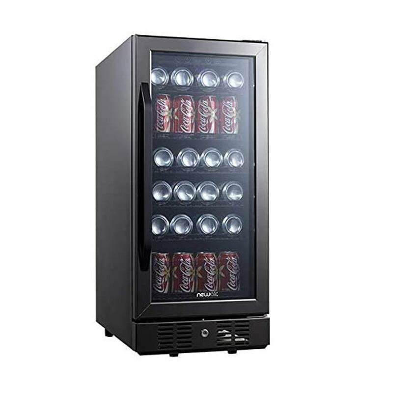 冷蔵庫 96缶 ビルトイン可 ブラック ステンレス ガラスドア 鍵付 ニューエアー NewAir Beverage Refrigerator Cooler with 96 Can Capacity - Mini Bar Beer Fridge with Reversible Hinge Glass Door ABR-960B 家電