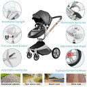 ベビーカー 両対面式 バシネット 防水PUレザー 新生児 ホットマム Baby Stroller 360 Rotation Function,Hot Mom Baby Carriage Pu Leather with Carrycot Pushchair Pram 2020,Dark Grey 2