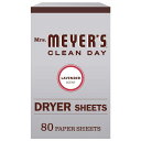 ミセスマイヤーズ ドライヤーシート 80枚 柔軟剤 Mrs. Meyer's Clean Day Dryer Sheets, Softens Fabric, Reduces Static, Cruelty Free Formula, 80 Count