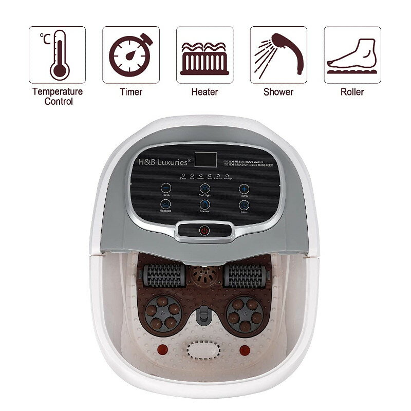 フットスパ バスマッサージャー 温度制御 電動ローラー LEDディスプレイ Foot Spa Bath Massager with Temperature Control, Motorized Rollers, Shower, Timer and LED Display for Foot Stress Relief FBD610 3