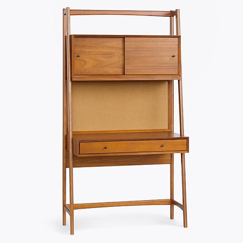 デスク 机 木製 USB 電源タップ 引き出し スライドドア キャビネット west elm x pbk Mid Century Smart Wall Desk 【代引不可】