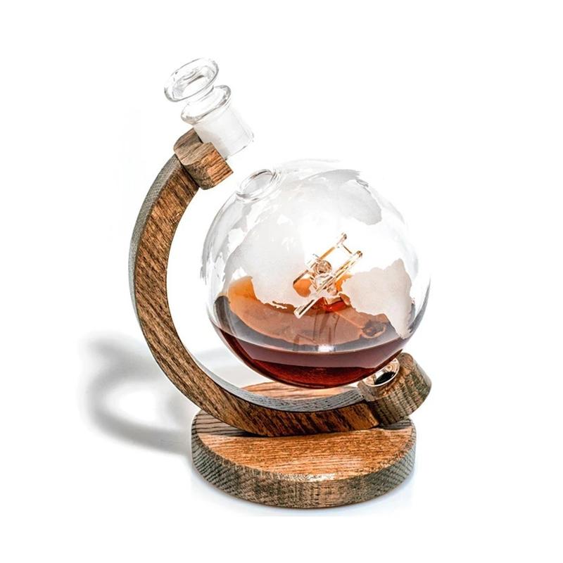 デキャンタ 航空機 地球 ガラス 1L ギフト Globe Liquor Decanter, Bourbon, Wine, Whiskey Decanter 1000ml Airplane Decor