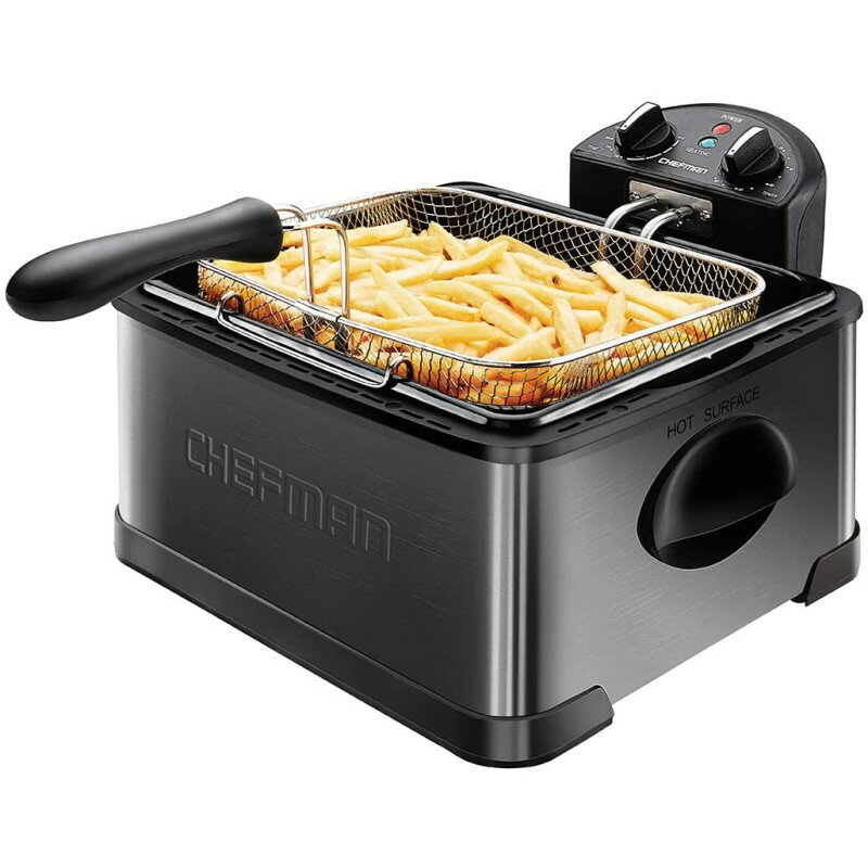 シェフマン フライヤー 4.5L 大容量 Chefman Deep Fryer with Basket Strainer, 4.5 Liter XL Jumbo Size Adjustable Temperature & Timer, Removable Oil Container B08DDHS528 家電