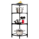 コーナーシェルフ メタル ラック 4段 棚 ディスプレイ 4-Tier Corner Shelf, Metal Storage Shelves, Heavy Duty Height Adjustable Steel Organizer Rack for Kitchen/Garage/Bathroom/Laundry