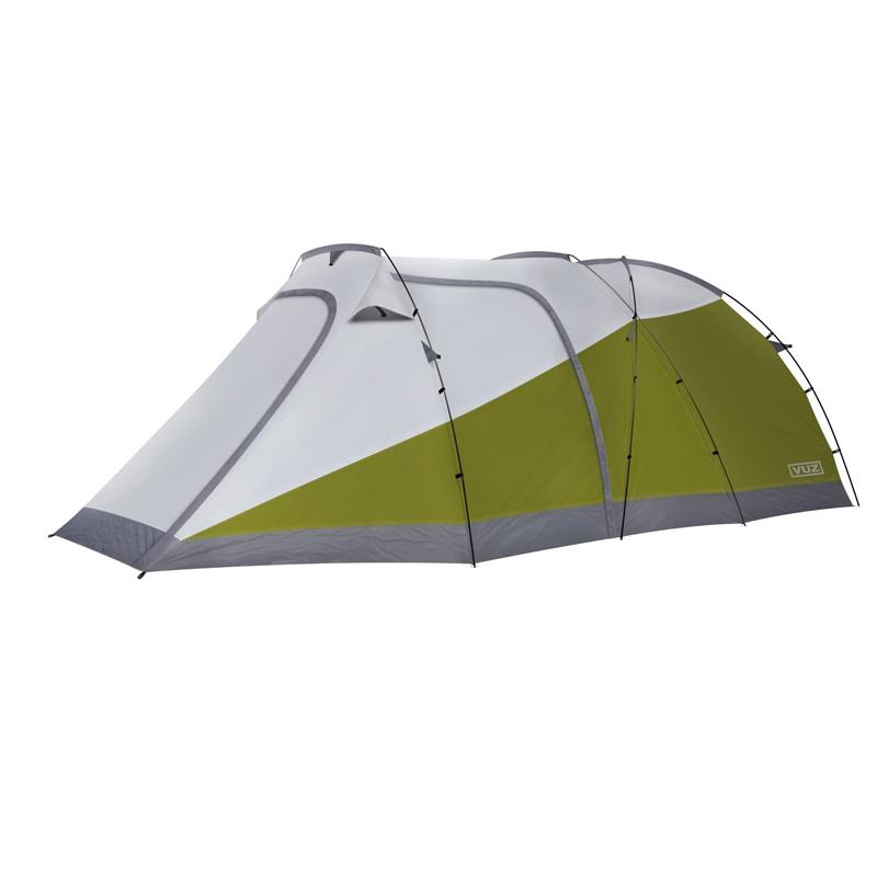 eg oCN u Xy[Xt I[goC  `3l h oCJ[ c[O Lv Vuz Moto VUZ-MT Waterproof 12-Foot 3-Person Camping Tent with Integrated Motorcycle Port, 4 Points of Entrance, Green and White