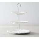 ケーキスタンド 3段 陶器 ディスプレイ ホームパーティ Leila Scalloped Three Tiered Stand