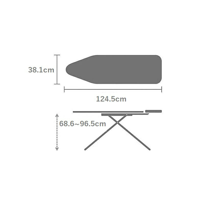 ���������� 124��38cm �⤵Ĵ��� �֥�Х󥷥� Brabantia Ironing Board B 49 x 15 In with Steam Iron Rest, Ice Water Cover and White Frame