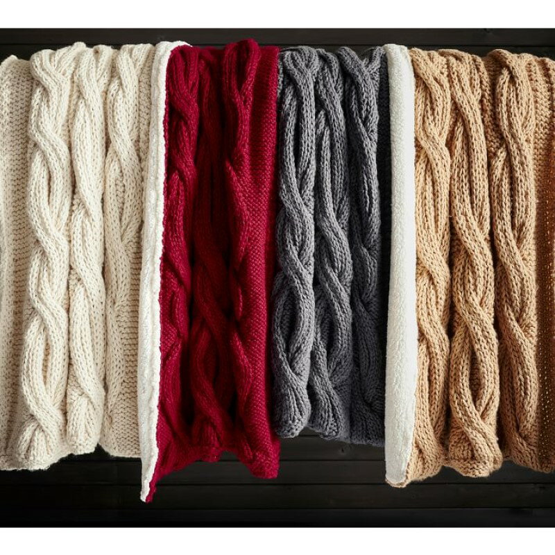 樂天商城 - リバーシブル ブランケット 毛布 127X153cm ニット フェイクファー Alpine Mega Cable Sherpa Back Throws