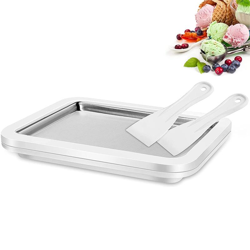 ACXN[[J[ [ACX XeX v[g Instant Ice Cream Maker Pan and Scraper with Material of Food Grade Stainless Steel,Cold Sweet Fried Food Plate