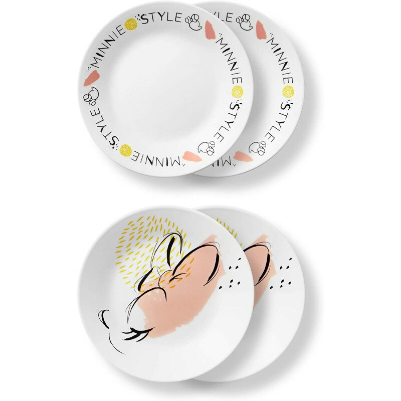 ディズニー ミニーマウス プレート 皿 直径17cm 4枚セット 食器 コレール アメリカ製 Corelle Disney 6.75 Appetizer Plates 4-pc Set, Minnie Mouse