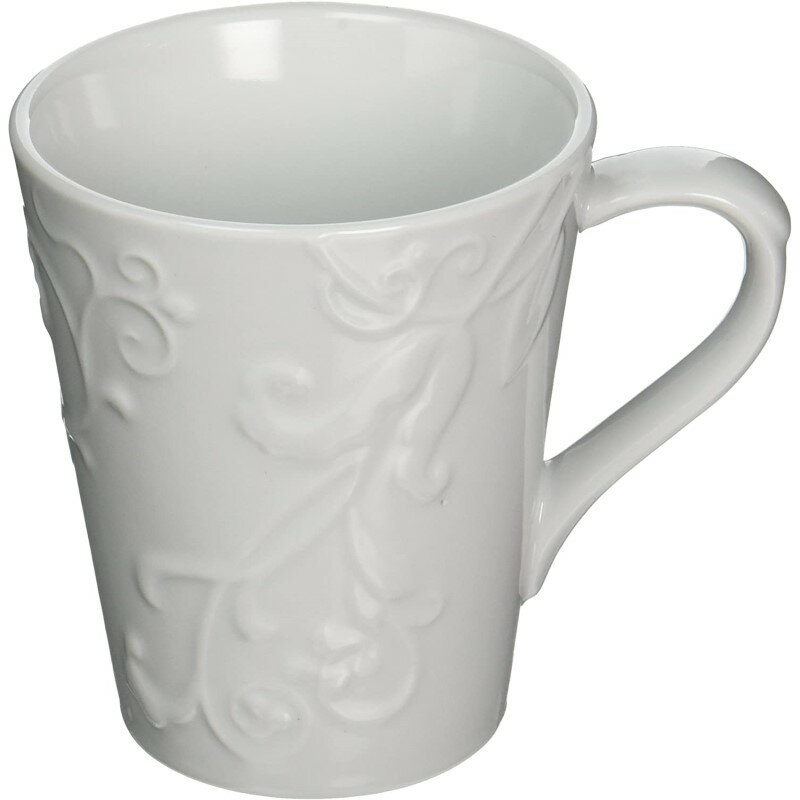 コレール マグカップ 4個セット エンボスベラファエンツァ ディナーウェア ホワイト Corelle Embossed Bella Faenza 10 Ounce Porcelain Mug (Set of 4)