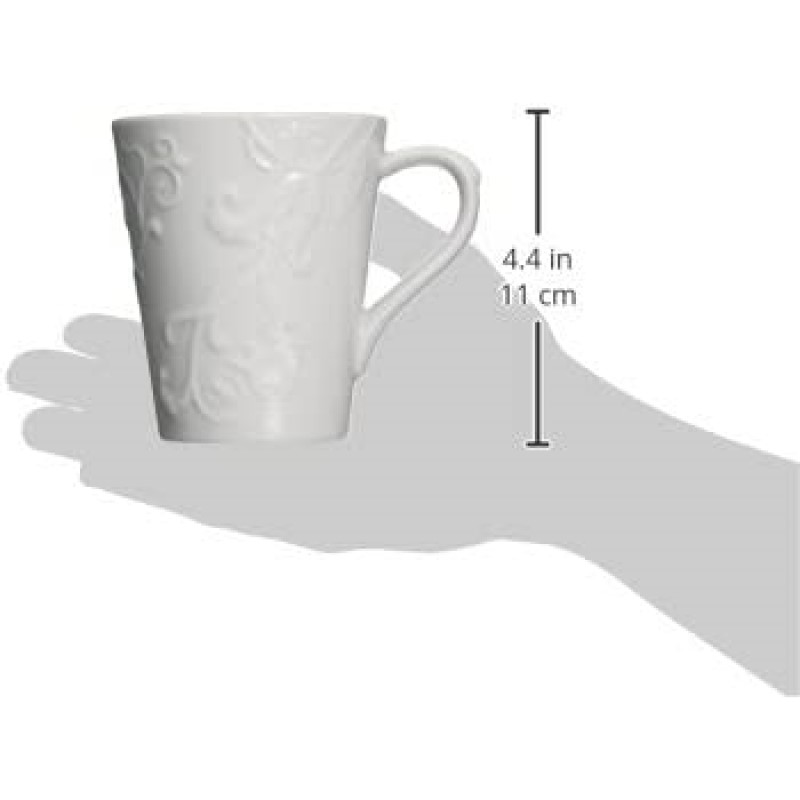 コレール マグカップ 4個セット エンボスベラファエンツァ ディナーウェア ホワイト Corelle Embossed Bella Faenza 10 Ounce Porcelain Mug (Set of 4)