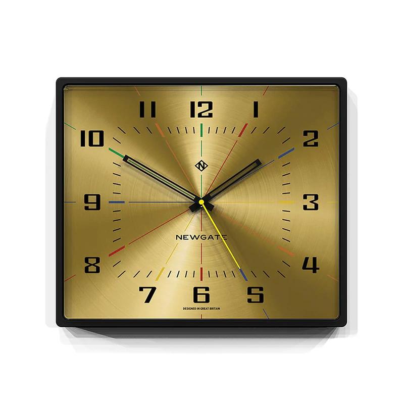 |v ~bhZ`[ ItBX j[Q[g EH[NbN XNGA lp uX S[h Newgate Box Office BOXOF686CK Mid-Century Wall Clock | Black and Spun Brass Effect | Rectangular