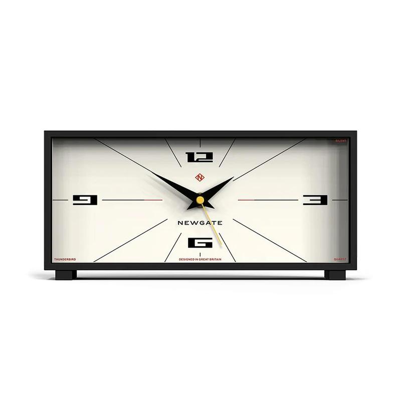 j[Q[g uv XNGA lp Newgate Thunderbird Mantel MAN/THUN201CK Mid-Century Modern Mantel Clock | Black & Cream