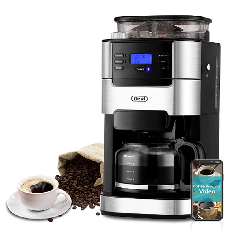 コーヒーメーカー 豆挽き付 1.5L ガラスカラフェ ミル グラインダー 10-Cup Grind and Brew Automatic Coffee Machine with Built-In Burr Coffee Grinder GECMA025AK-U