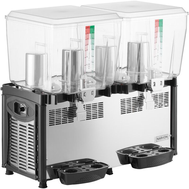 ドリンクサーバー ダブル ディスペンサー イタリア製 38L×2 スプレー攪拌 冷却機能 温度調節可能 レストラン カフェ ホテル Narvon D10G2 Double 10 Gallon Bowl Refrigerated Beverage Dispenser 378D10G2 家電【代引不可】 2