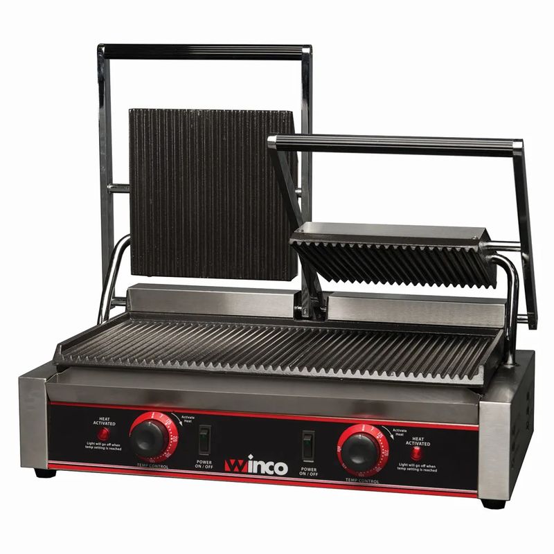 pj[j[J[ Ɩi vdl 3500W _u vX O g^ Winco EPG-2 Double Commercial Panini Press w/ Cast Iron Grooved Plates Ɠd