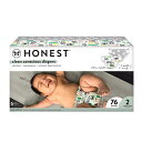 紙おむつ 76枚入 体重5〜8kg 交換サイン The Honest Company Clean Conscious Diapers, Pandas + Barnyard Babies, Size 2, 76 Count Club Box