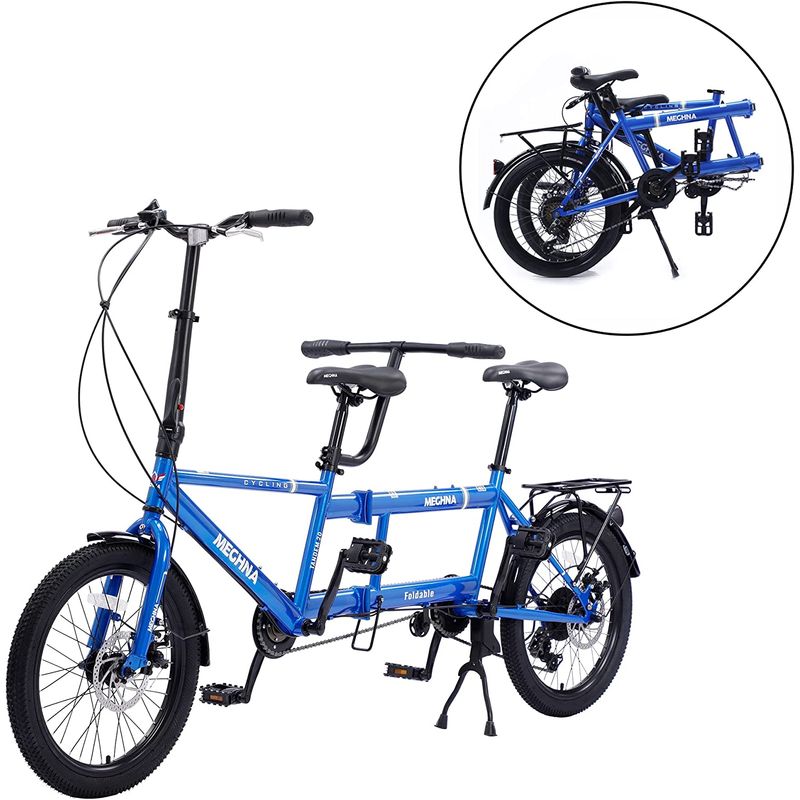 折りたたみ タンデム 自転車 二人乗り 20インチ 7段 変速 Janizy City Tandem Folding Bicycle Foldable Tandem Adult Beach Cruiser Bike Adjustable 7 Speeds