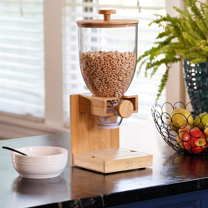 樂天商城 - ドライフードディスペンサー シングル バンブー 竹 BPAフリー ゼブロ Honey-Can-Do Bamboo Cereal Dispenser, Natural KCH-09385