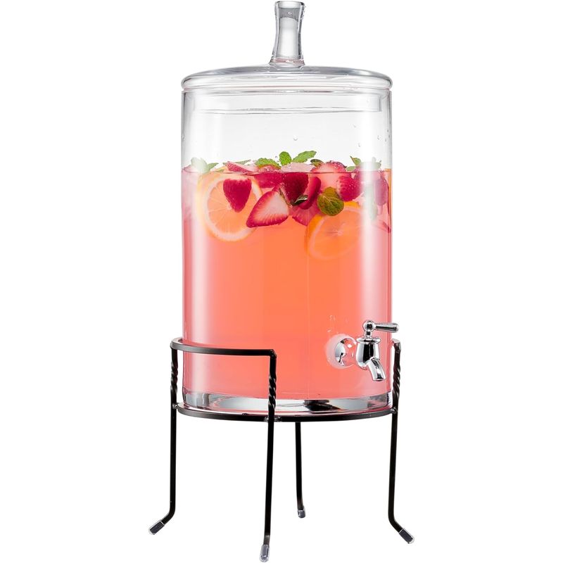 hNT[o[ KXhNfBXyT[ 9.4L C[X^ht Xg JtF ze Style Setter Beverage Dispenser with Stand - 2.5 Gallon Large Countertop Glass Drink Dispenser w/Spigot & Lid