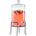 ドリンクサーバー ガラスドリンクディスペンサー 9.4L ワイヤースタンド付 レストラン カフェ ホテル Style Setter Beverage Dispenser with Stand - 2.5 Gallon Large Countertop Glass Drink Dispenser w/Spigot & Lid