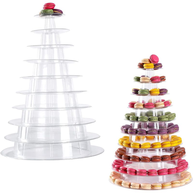 マカロンタワー ディスプレイスタンド 10段 プラスチック カフェ レストラン ホテル パーティー HQCHOOSE Macaron Tower Stand 10 Tier 4" - 13" Transparent Plastic Round Macaron Tower Display Stand Cupcake Cake Holder Rack Platter to Hold 230 Macarons