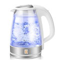 dCPg 6ԕۉ@\t 1200W dKXPukomc Double Wall Electric Glass Kettle with 6 Hours Keep Warm Function Hot Water Boiler GK1501A Ɠd