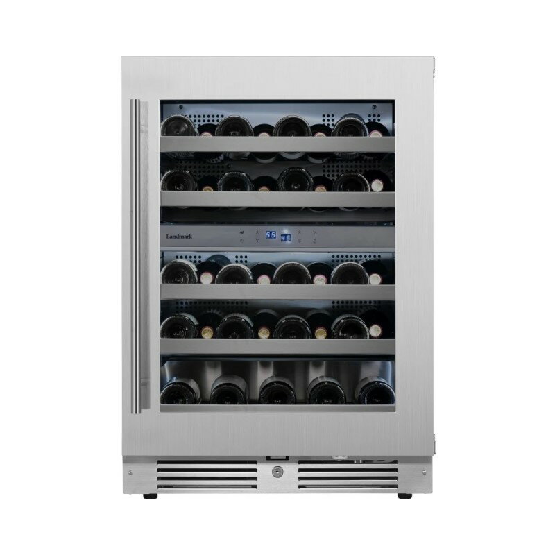 ワインセラー クーラー 業務品質 ビルトイン アンダーカウンター LED照明 幅61cm 135LLandmark 24Inch Wide 37 Wine Cooler with Alternating LED lighting, Door Alarm, Touch Control Panel and Lockable Right Hinged Door L3024UI2WSG家電