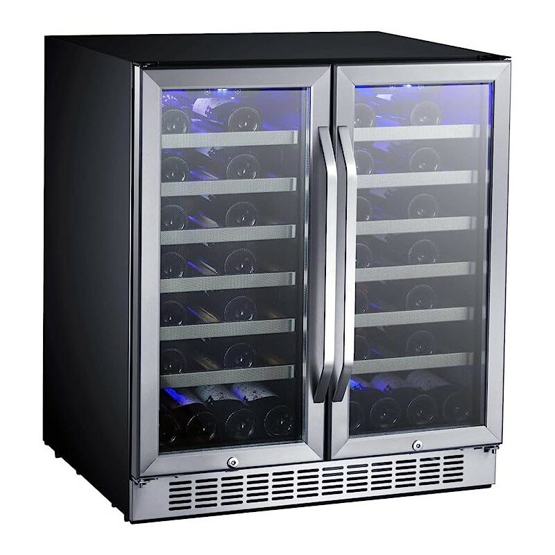 ワインクーラー ガラスドア 56ボトル 内蔵デュアルゾーン フレンチドア 7段EdgeStar CWR5631FD 30-Inch 56 Bottle Built-In Dual Zone French Door Wine Cooler 家電