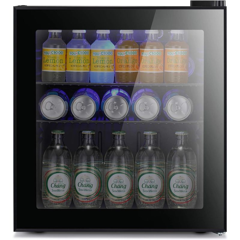 ミニ 冷蔵庫 70缶 ビバレッジクーラー 保冷庫 リバーシブル ガラスドア アトランティックスター Antarctic Star Mini Fridge Cooler - 70 Can Beverage Refrigerator Black Glass Door