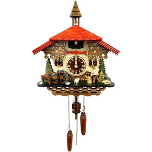 からくり時計 ドイツ製 鳩時計 カッコウ時計 森 ビール 水車 電池式 4501QM - Engstler Battery-operated Cuckoo Clock - Full Size