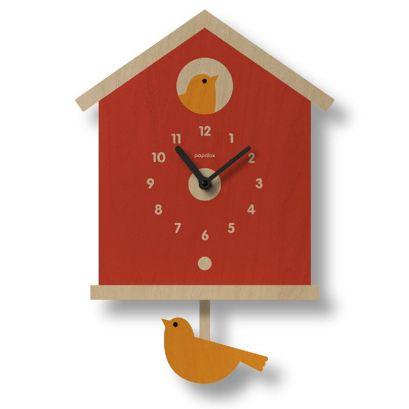 ウォールクロック バードハウス 木製 ウッド 振り子 時計 壁掛け モダン ムース Modern Moose birdhouse pendulum clock
