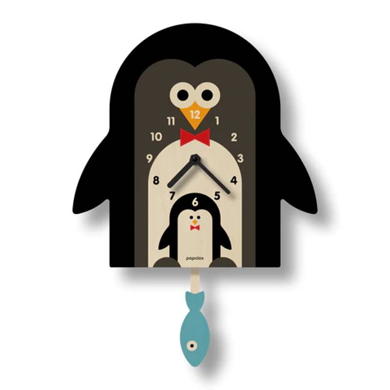 ウォールクロック ペンギン 木製 ウッド 振り子 時計 壁掛け モダン ムース Modern Moose penguin pendulum clock