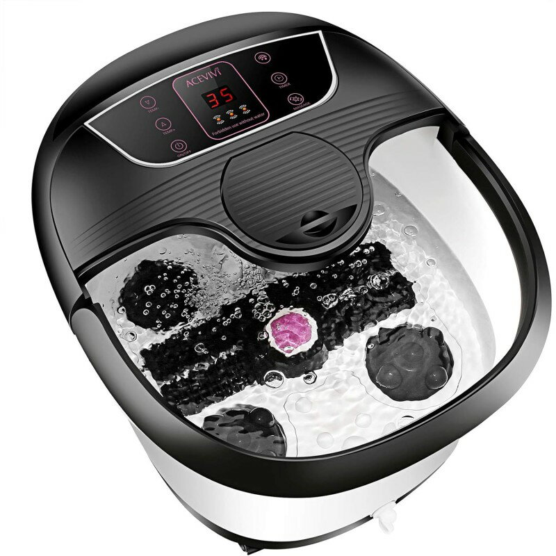 フットバス 足湯 温度調節 バブル 電動ローラー バイブレーション ACEVIVI Foot Spa Bath Massager with Heat and Massage and Bubble Jets, Motorized Shiatsu Massage Ball + Motorized Maize Roller + Rotatable Pedicure Stone, Red Light 家電