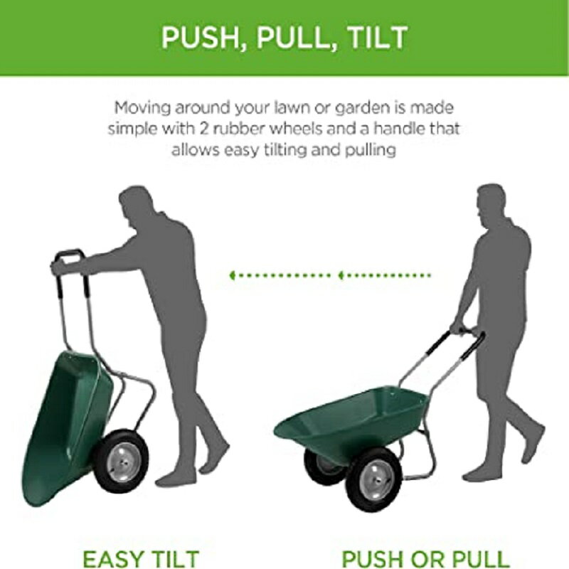 ガーデンカート 手押し車 キャリーカート ワゴン グリーン 対荷重150kgまでBest Choice Products Dual-Wheel Home Utility Yard Wheelbarrow Garden Cart 2