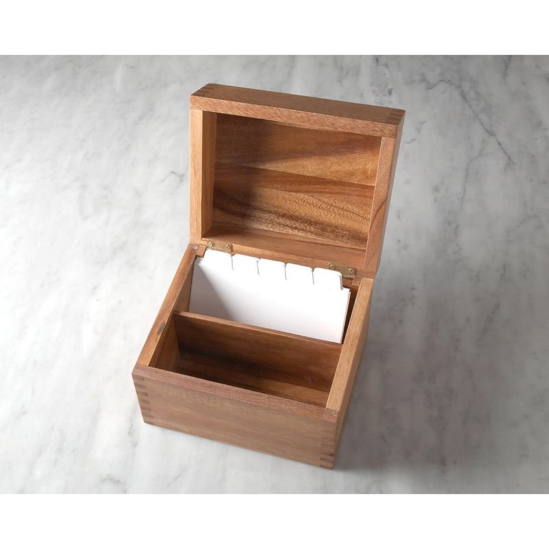 レシピボックス アカシア 木製 Ironwood Gourmet Acacia Wood Recipe Box with Divider Tabs alphaespace-usa-10022396 アルファエスパス米国楽天市場店 サンプル画像2