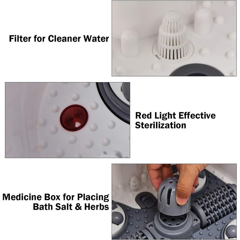 フットバス 足湯 スパ 電動ローラー タイマー 温度調節 キャスター付 加温 バブル 泡 Giantex Foot Spa, Foot Spa Bath Massager with Heat, Adjustable Water Shower, Motorized Shiatsu Massage Balls, 2 Maize Rollers, Time & Temper Control 家電