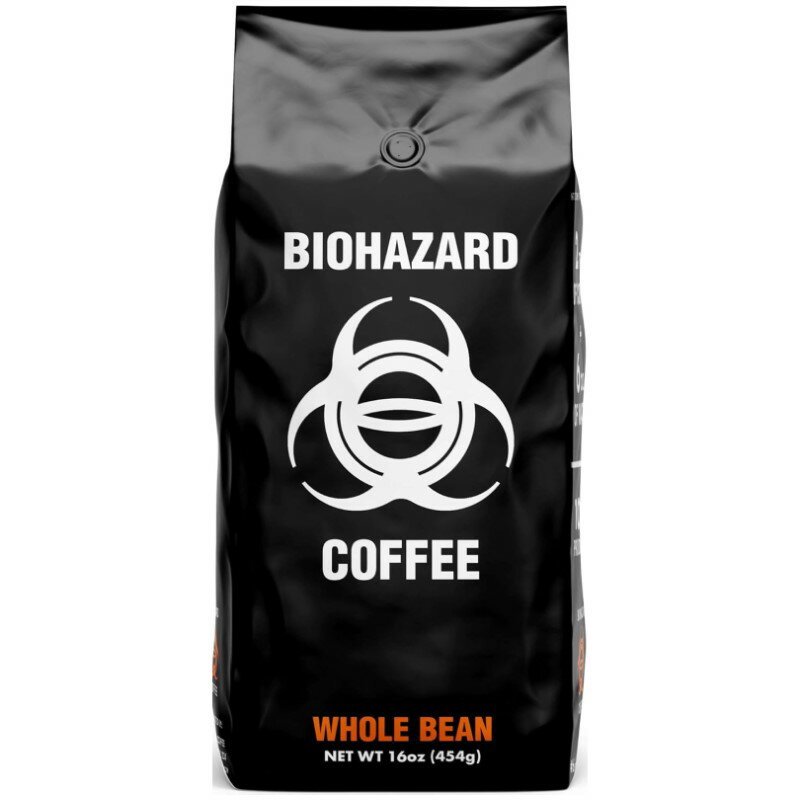 高カフェイン ストロングコーヒー 豆 454g ダークロースト バイオハザード Biohazard Whole Bean Coffee, The World's Strongest Coffe..