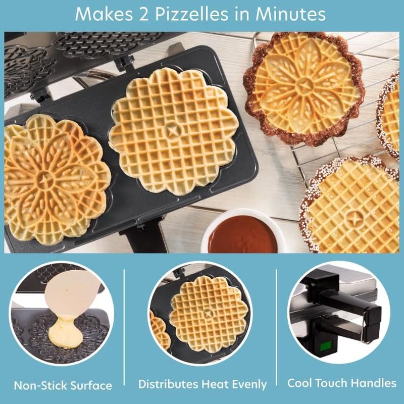 アルファエスパス米国楽天市場店のピゼルメーカー 2枚焼 CucinaPro 220-05NS Non-Stick Pizzelle Baker 家電｜アングル3